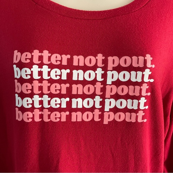 “Better Not Pout” Hello Mello Lounge Wear Sweater Size Large - Picture 2 of 5